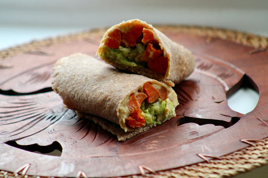 Hummus, Carrot and Cabbage Chapati